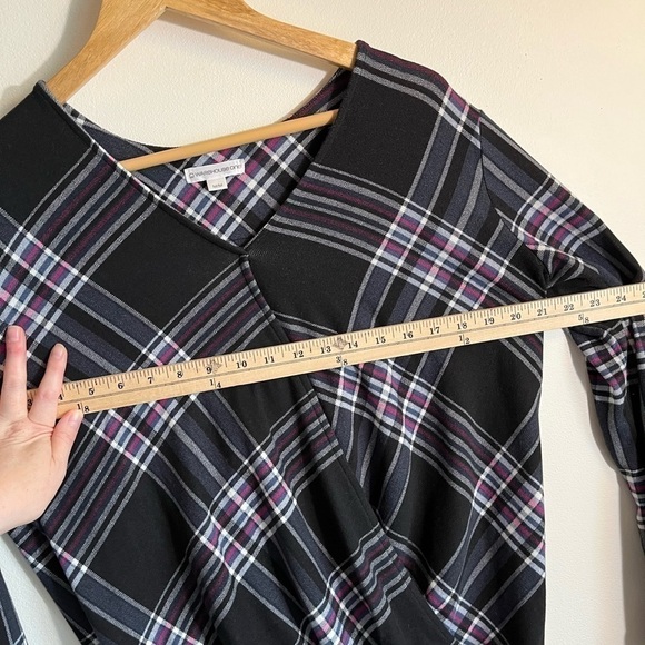 Plaid Medium Cross Front Blouse Top Super Soft Fall Warehouse One - Picture 7 of 7